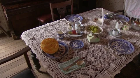 Table with and chairs shot Stock Footage 84808400