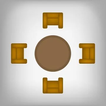 Table and chairs top view Stock Illustration