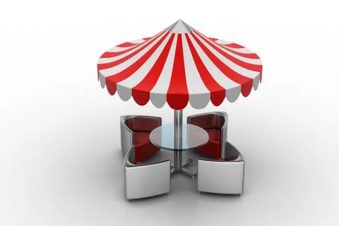Table and chairs under the umbrella Free Stock Illustration