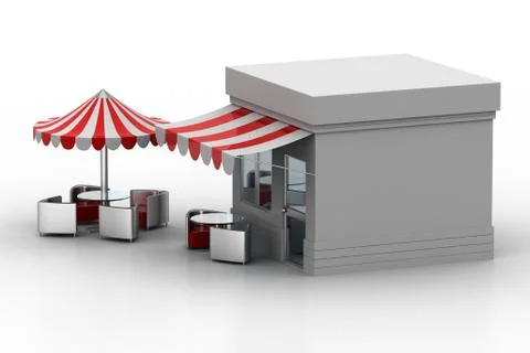 Table and chairs under the umbrella Free Stock Illustration