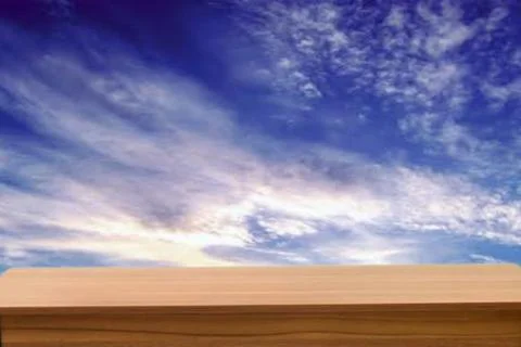 Table and cloud view for laptop stand wallpaper and other objects Stock Illustration