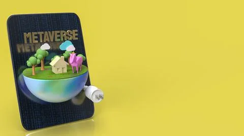 The table and earth for metaverse for technology or vr concept 3d rendering Ilustración de archivo