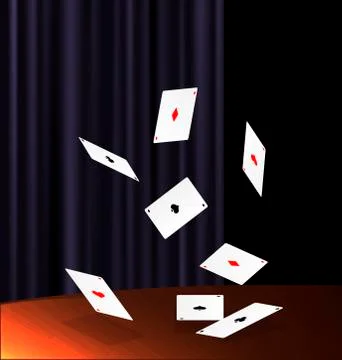 Table and flying cards Stock Illustration
