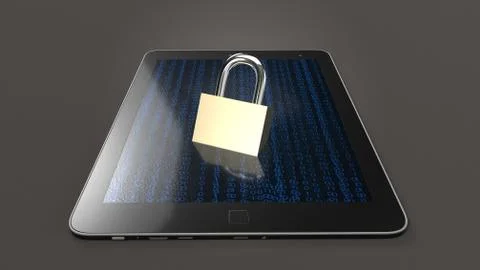 Table and master key 3d rendering for security technology  concept. Foto stock