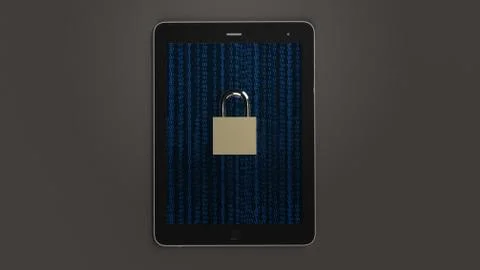 Table and master key 3d rendering for security technology  concept. Foto stock