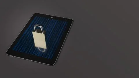 Table and master key 3d rendering for security technology  concept. Foto stock