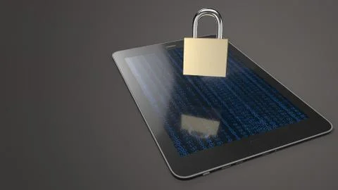 Table and master key 3d rendering for security technology  concept. Foto stock