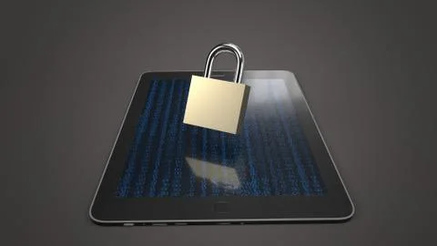 Table and master key 3d rendering for security technology  concept. Foto stock