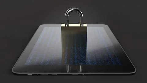 Table and master key 3d rendering for security technology  concept. Foto stock