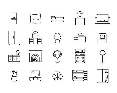 Table and notebook flat icon. Pictogram for web. Line stroke. Isolated on whi Stock Illustration