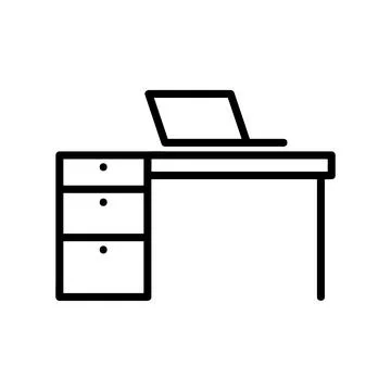 Table and notebook flat icon. Pictogram for web. Line stroke. Isolated on whi Stock Illustration