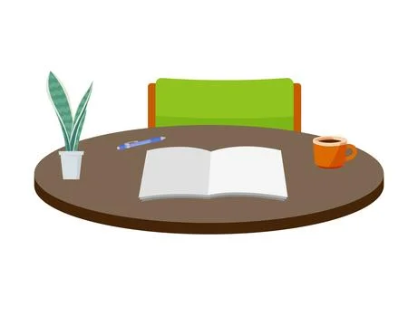 Table and notebook Stock Illustration