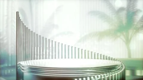 Table and palm shadows - silver white stylish exhibition parlour bg Иллюстрация