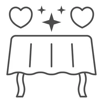 Table and romantic evening for two thin line icon, 8 March concept, table with Illustrazione stock