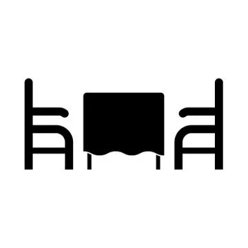 Table and two chair in restaurant icon . Stock Illustration