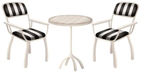A table and two chairs Stock Illustration