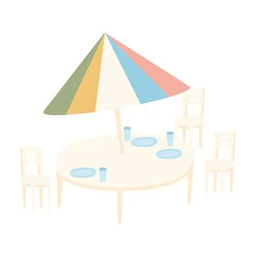 Table and umbrella Stockillustratie
