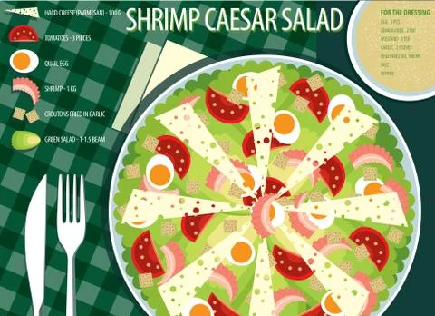 Table appointments with Caesar salad Stock Illustration