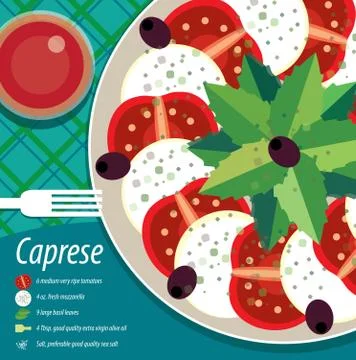 Table appointments with Caprese salad Stock Illustration