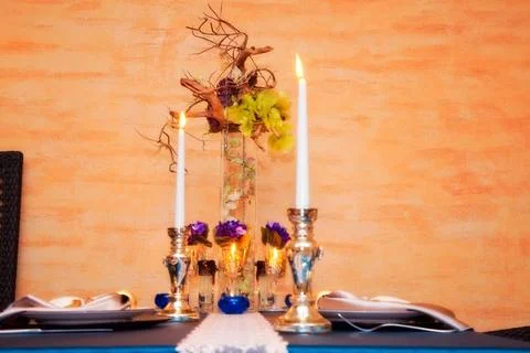 Table appointments festive table decoration, decorated with elements Copyr... Stock Photos