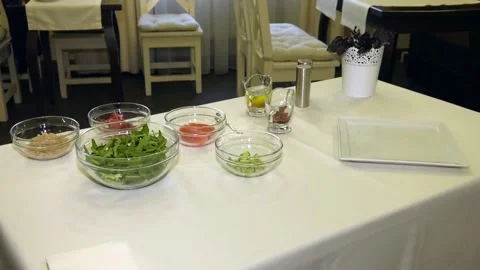 On the table are the ingredients for making salad. Video stock 97749912