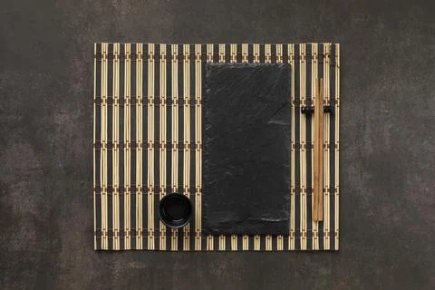 Table assortment with cup and sticks top view Stock Photos