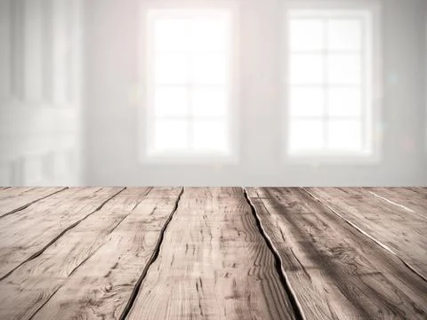 Table background Interior of modern living room 3D rendering Stock Illustration