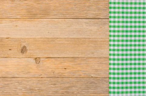 Table background with rustic green tablecloth Stock Photos