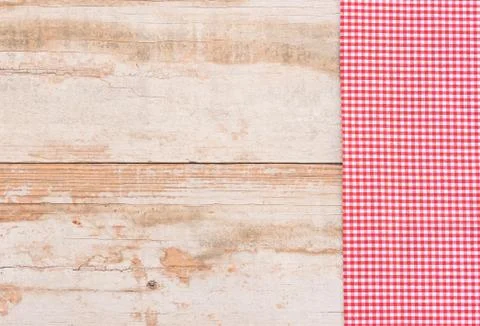 Table background with rustic red tablecloth Stock Photos