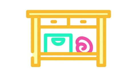 Table bathroom interior color icon animation Stock Footage 327271049
