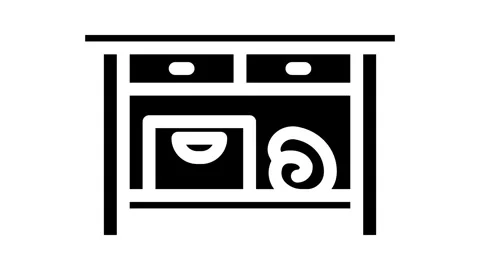 Table bathroom interior glyph icon animation Stock Footage 326746087