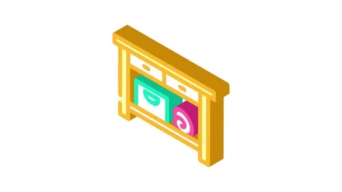 Table bathroom interior isometric icon animation Stock Footage 327293919