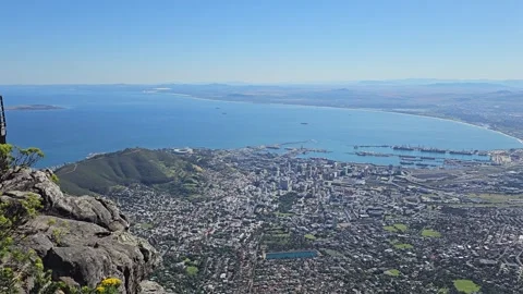Table Bay from Table Mountain, Cape Town, South Africa 8K Video stock 347934709