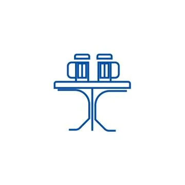 Table with beer, pub line icon concept. Table with beer, pub flat vector symbol Illustrazione stock