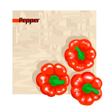 Table with bell peppers. Vector banner design with vegetables. Stock Illustration