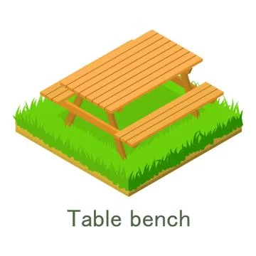 Table bench icon, isometric style. Illustrazione stock