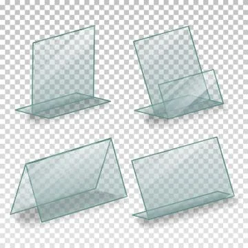 Table Blank Plastic Stand Holder Vector. Empty Business Information Plexiglass Illustrazione stock