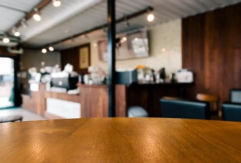 Table blank space in coffee shop Stock Photos