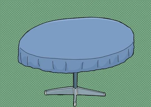 Table with Blue Tablecloth Stock Illustration