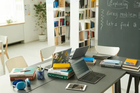Table with Books in School Stock Photos