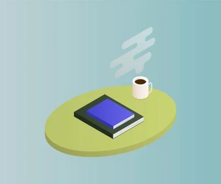 Table with books vector isometric concept vector illustration-vektorgrafik. Stock Illustration