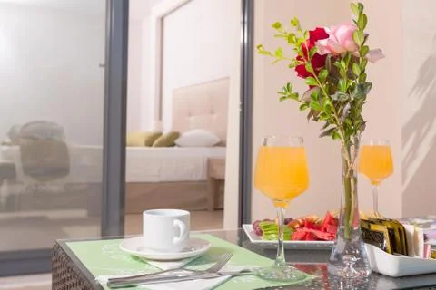 Table with breakfast Stock Photos