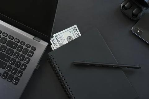 Table for business. Black style. Stock Photos