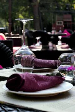 Table on cafe background Stock Photos