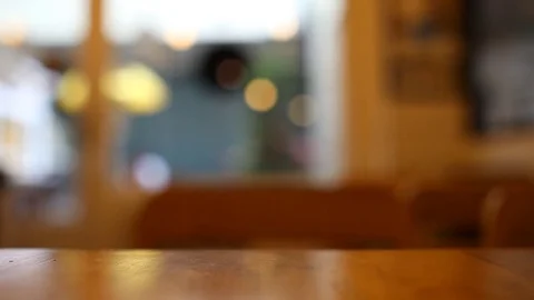 On the table at cafe blurred background Stock Footage 77268605