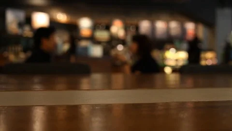 On the table at cafe blurred background Stock Footage 77762466