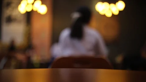On the table at cafe blurred background Stock Footage 86319006