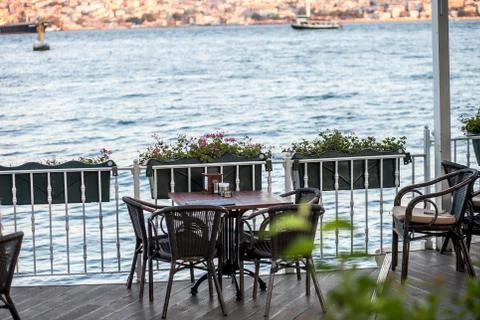 A table in a cafe on the veranda Stock Photos