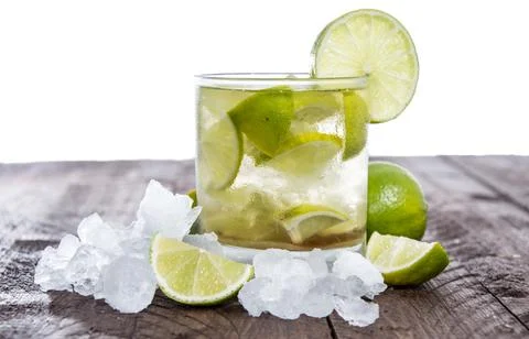 Table with Caipirinha isolated on white background Stock Photos
