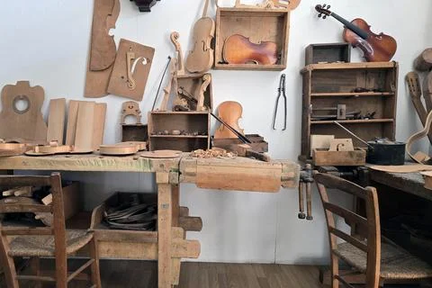 Table in a carpentry workshop Stock Photos